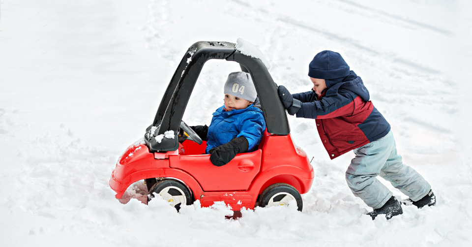 kids stuck in the snow